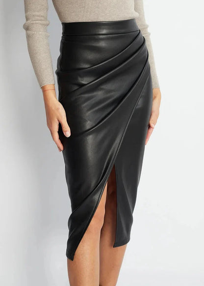 Cirelle | Women’s Draped High Waist Pencil Midi Skirt
