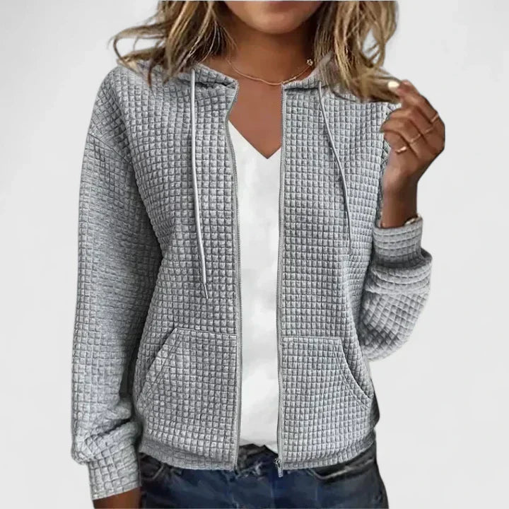 Women’s Zip-Up Jacket – Hooded Long Sleeve Outerwear