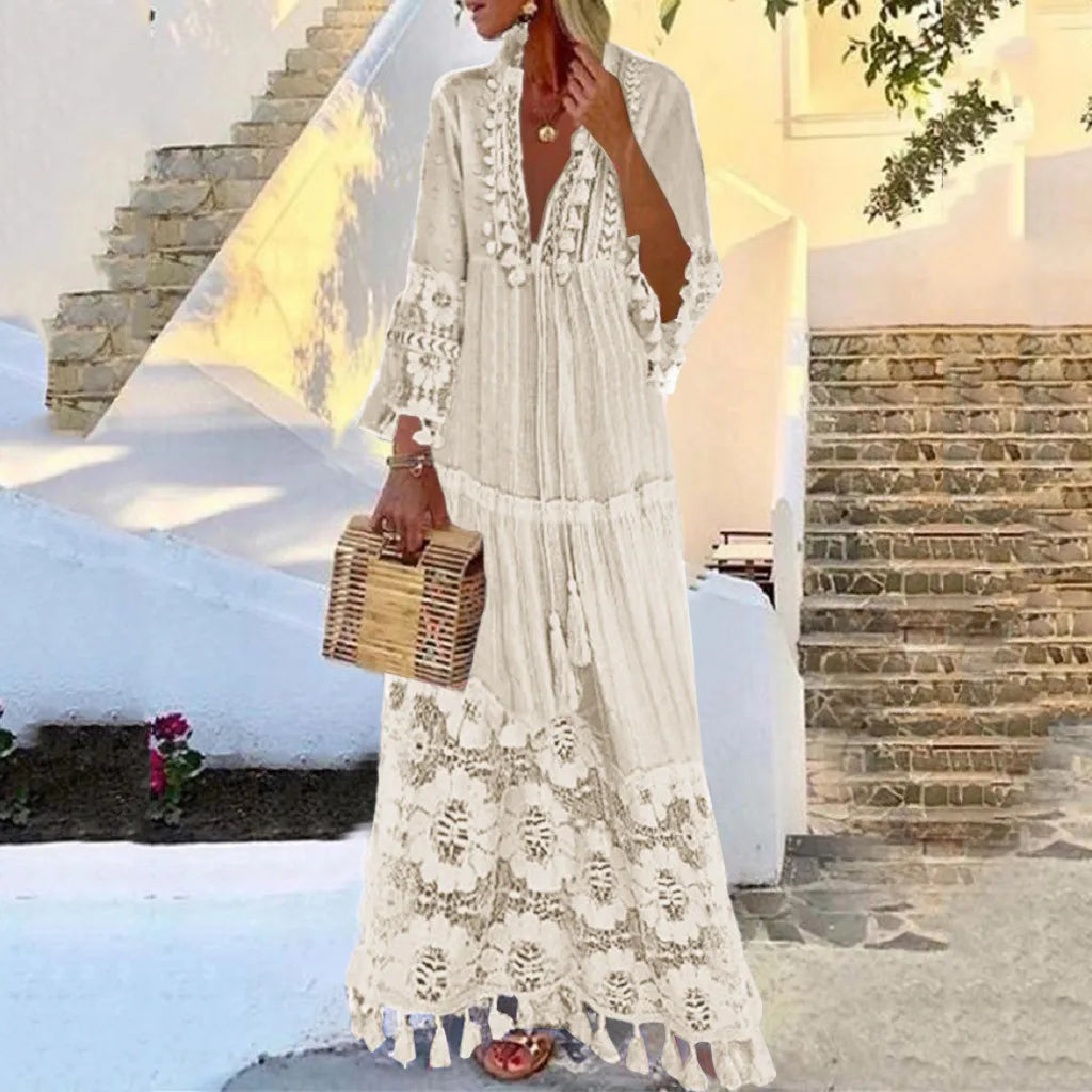 Yarisse | Women’s Tassel Detail Boho Maxi Dress