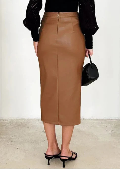 Cirelle | Women’s Draped High Waist Pencil Midi Skirt