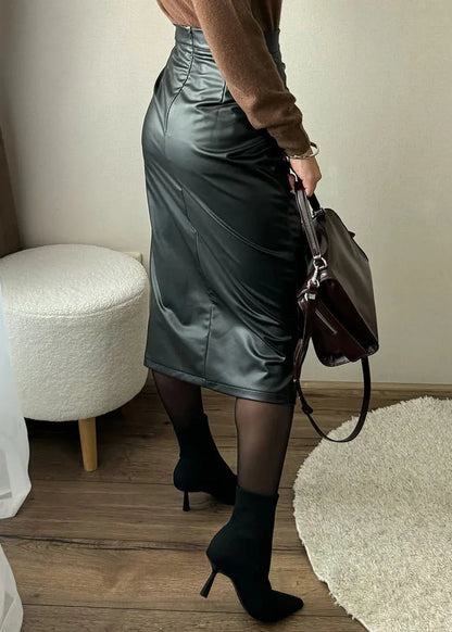 Cirelle | Women’s Draped High Waist Pencil Midi Skirt
