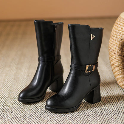 Women’s Orthopedic Leather Boots – Mid-Calf Supportive Walking Boots