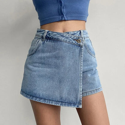 Nerissa | Women’s Wrap Style Denim Mini Skirt