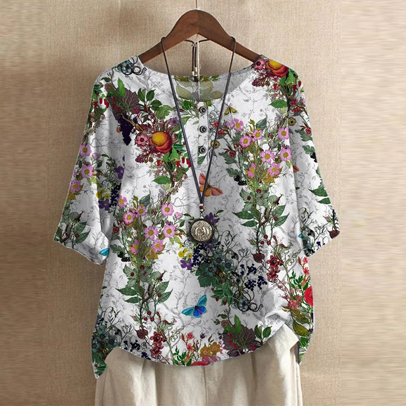 Rowan | Relaxed Floral Print Summer Blouse