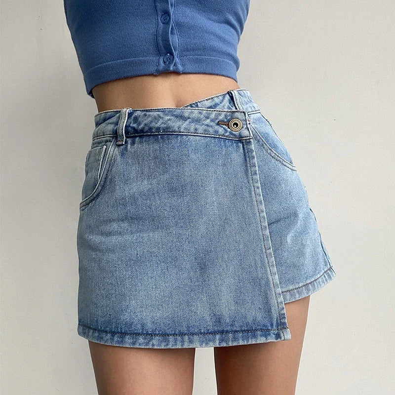 Nerissa | Women’s Wrap Style Denim Mini Skirt