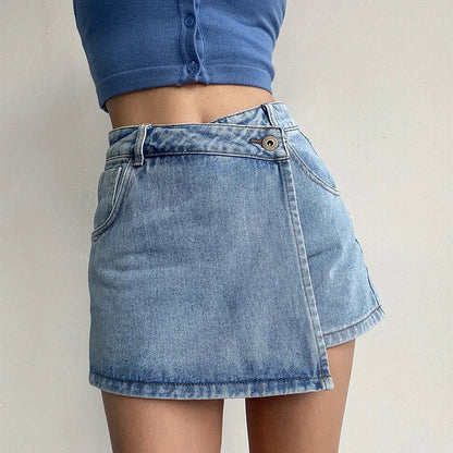 Nerissa | Women’s Wrap Style Denim Mini Skirt