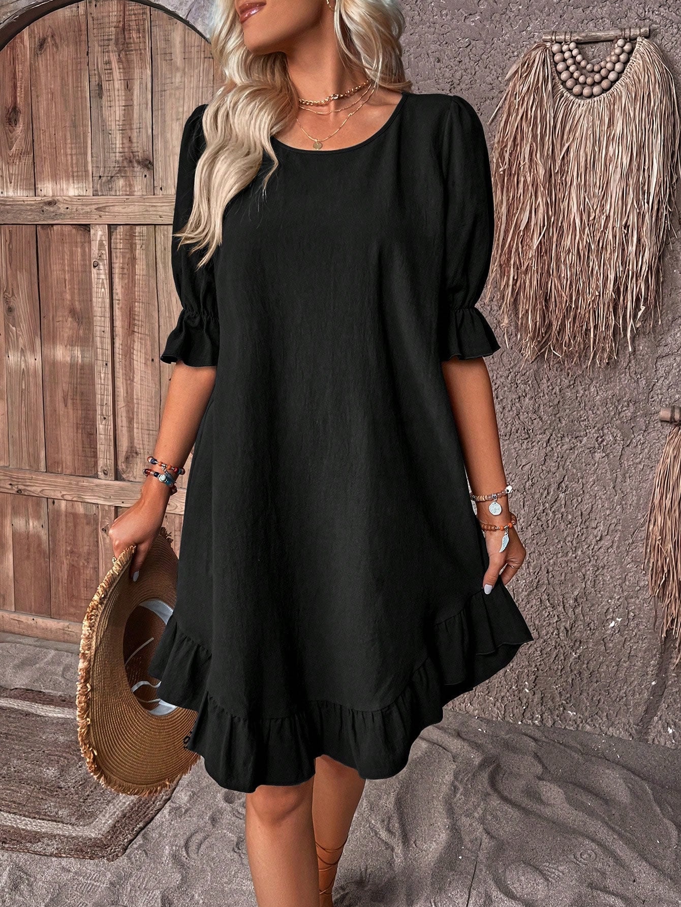 Maelis | Short Sleeve Ruffle Hem Dress