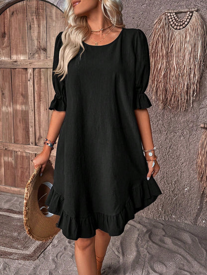 Maelis | Short Sleeve Ruffle Hem Dress