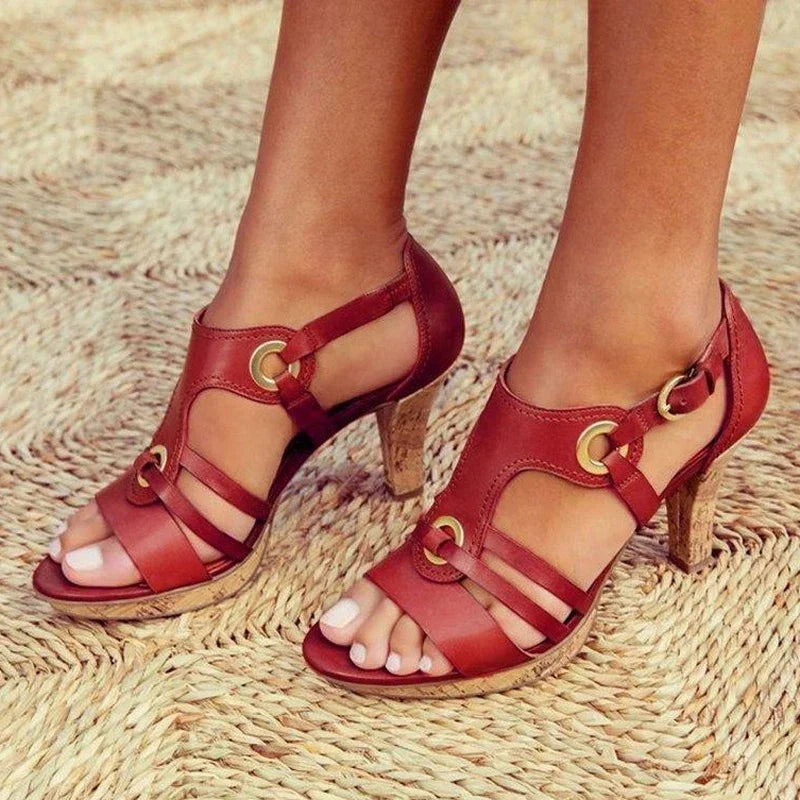 Women’s Heeled Sandals with Cutout Straps