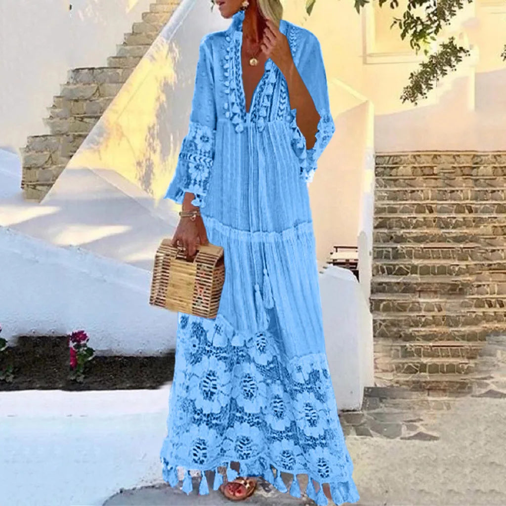 Yarisse | Women’s Tassel Detail Boho Maxi Dress