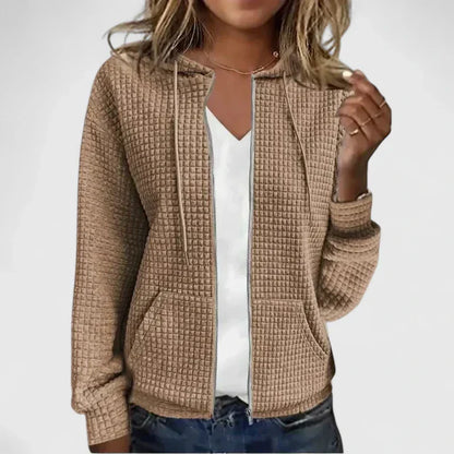 Women’s Zip-Up Jacket – Hooded Long Sleeve Outerwear