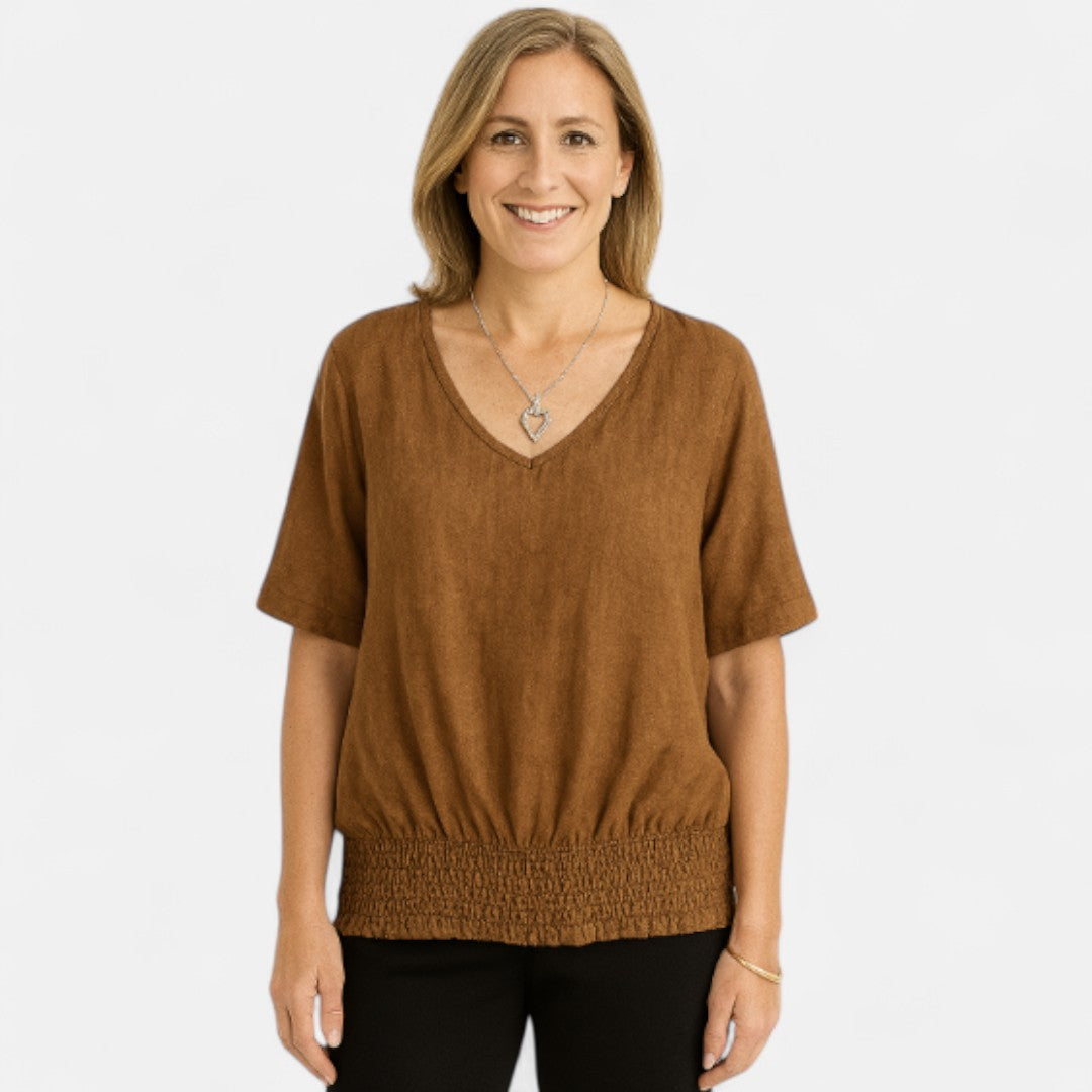 Lysanne | Women’s V-Neck Short Sleeve Relaxed Top