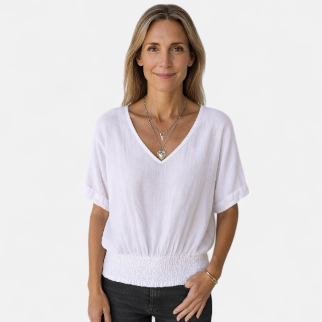 Lysanne | Women’s V-Neck Short Sleeve Relaxed Top
