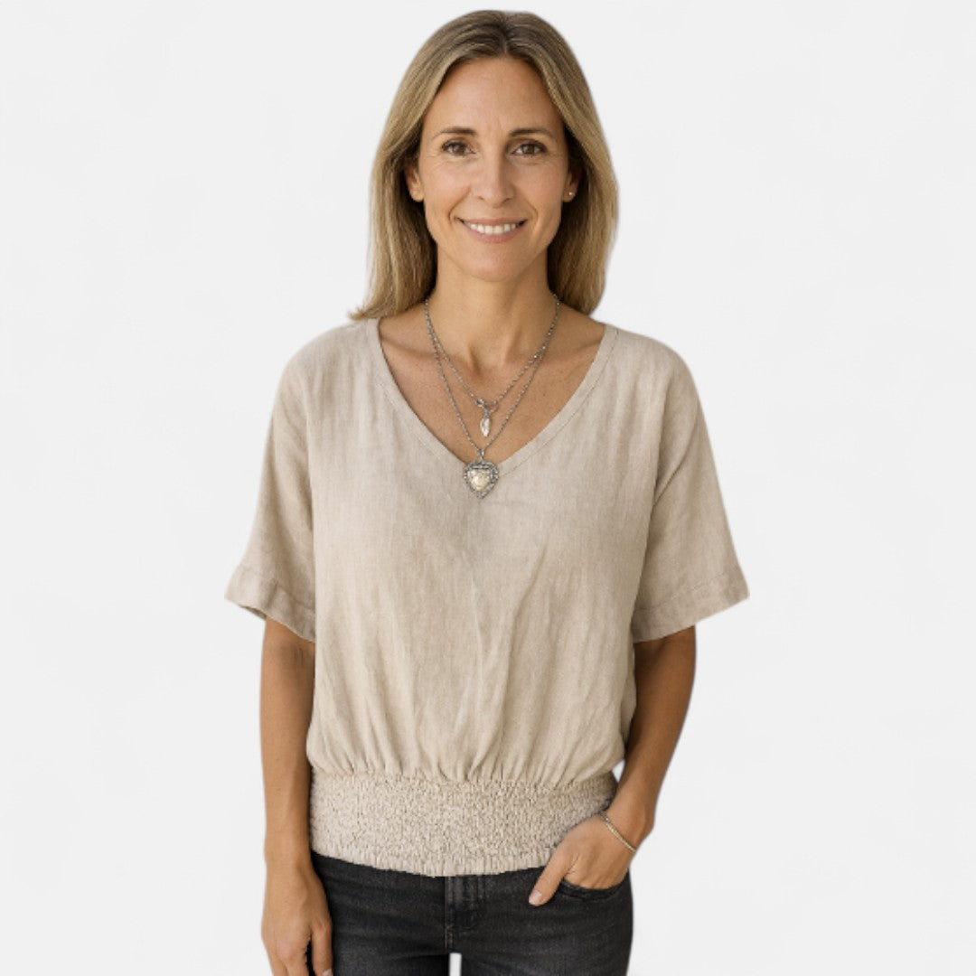 Lysanne | Women’s V-Neck Short Sleeve Relaxed Top