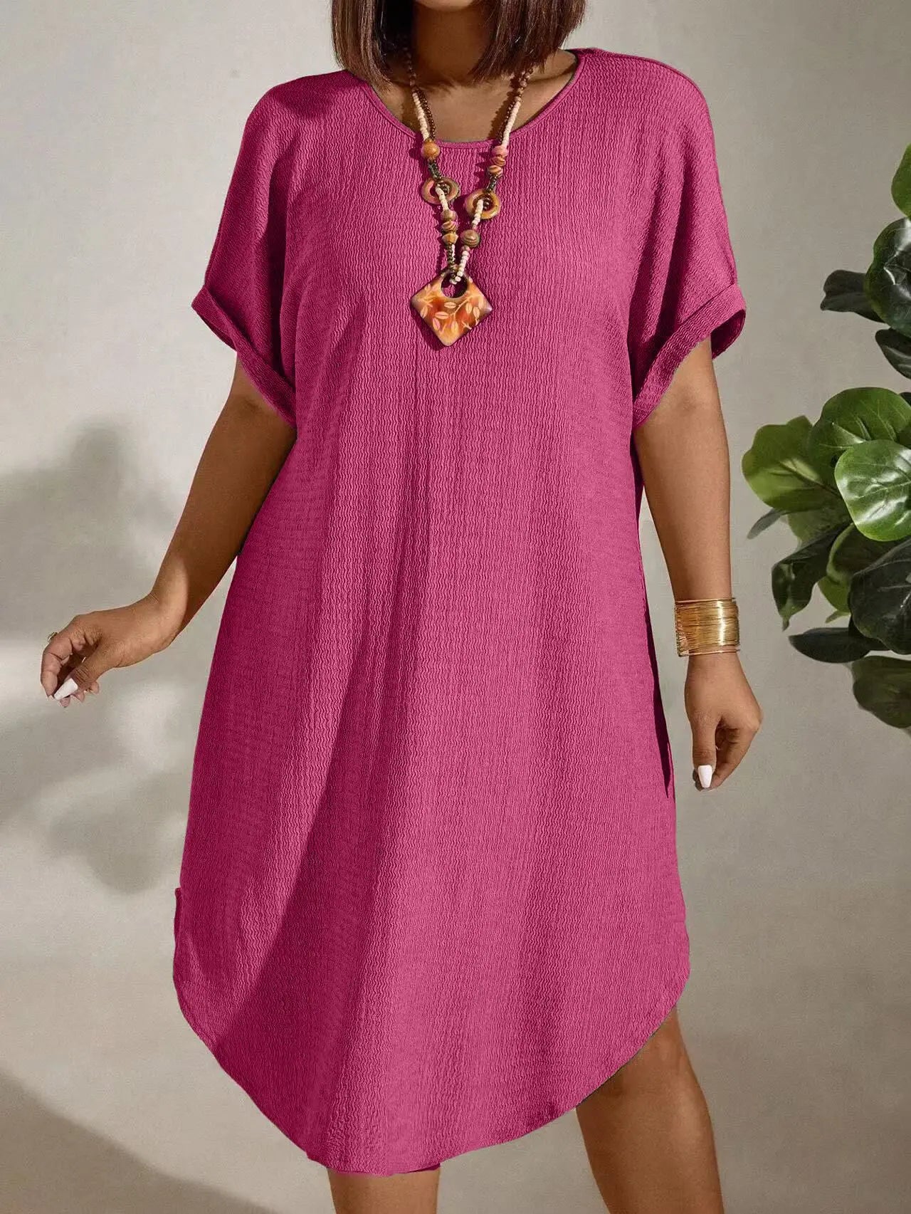 Elivara | Women’s Relaxed Short Sleeve Midi Dress
