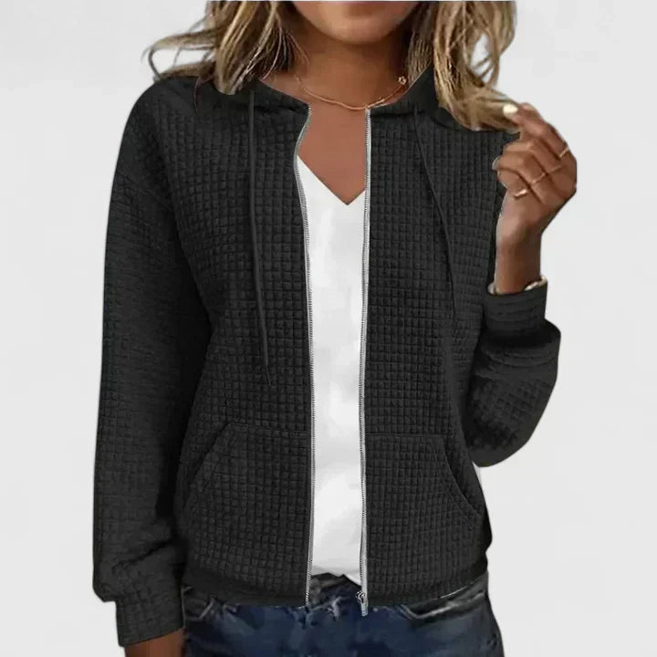 Women’s Zip-Up Jacket – Hooded Long Sleeve Outerwear