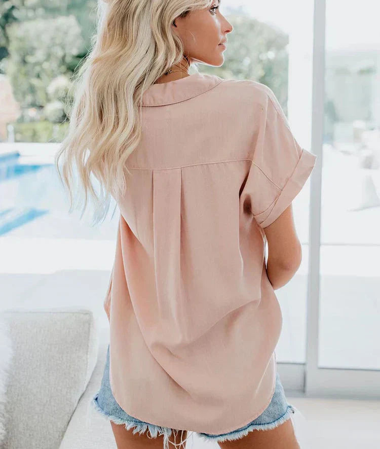 Ismera | Women’s Relaxed Short Sleeve Button Front Shirt