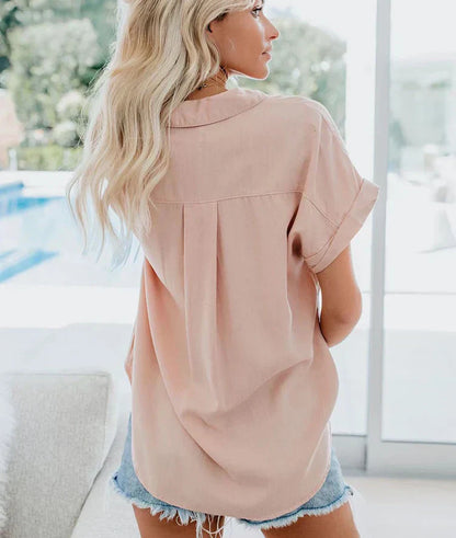 Ismera | Women’s Relaxed Short Sleeve Button Front Shirt