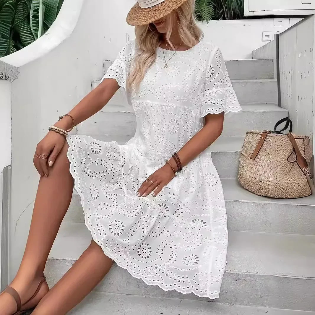 Alverina | Women’s Tiered Short Sleeve Midi Dress