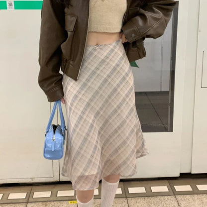 Cirella | Women’s Plaid A-Line Midi Skirt
