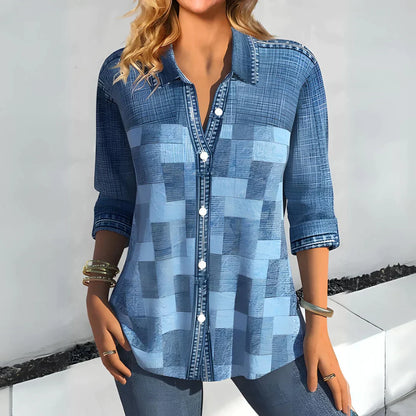 Women’s Button-Up Shirt – Long Sleeve Relaxed Fit Top