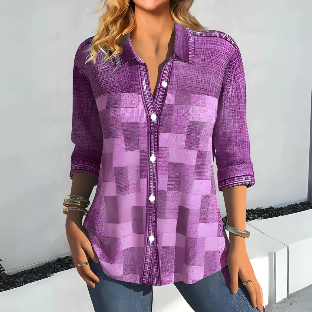 Women’s Button-Up Shirt – Long Sleeve Relaxed Fit Top