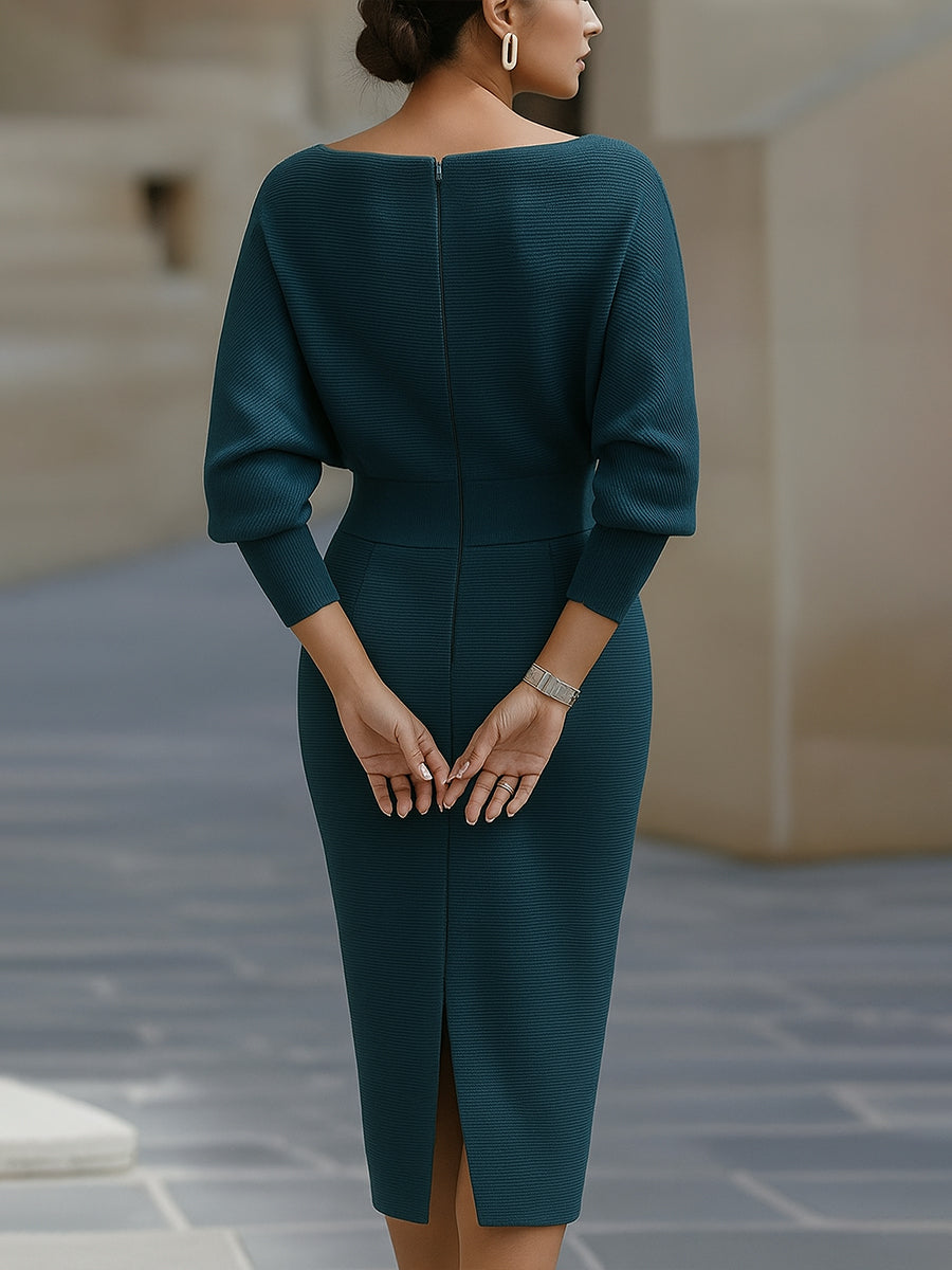 Sloane | Ribbed Knit Spring Midi Dress