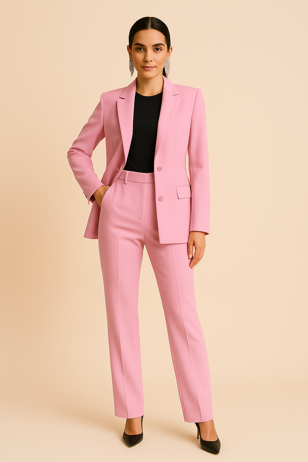 Women’s Elegant Evening Set – Tailored Blazer and Tapered Pants