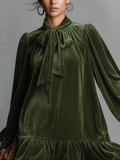 Neta | Women’s Bow Tie Velvet Mini Dress