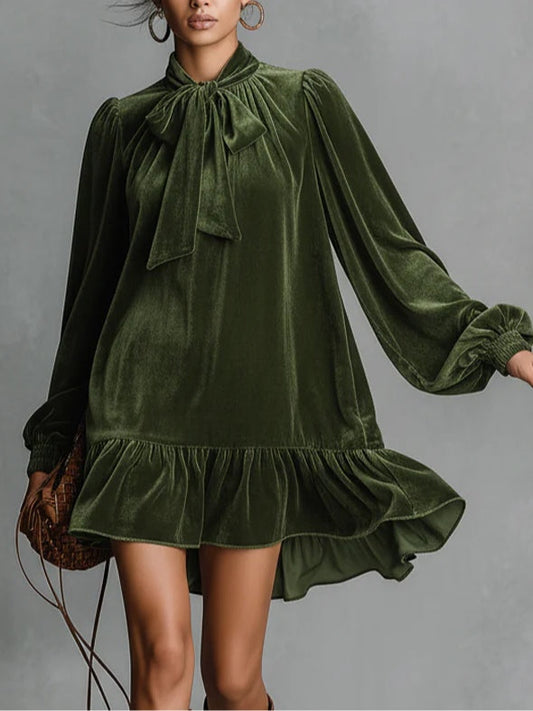 Neta | Women’s Bow Tie Velvet Mini Dress