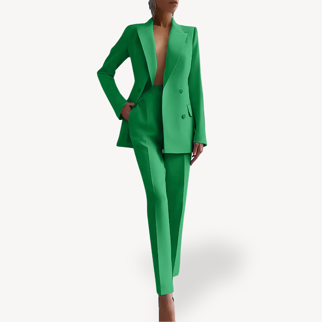 Women’s Elegant Evening Set – Double Breasted Blazer and Tapered Pants