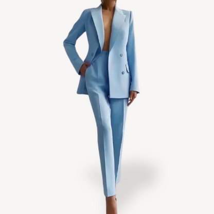 Women’s Elegant Evening Set – Double Breasted Blazer and Tapered Pants