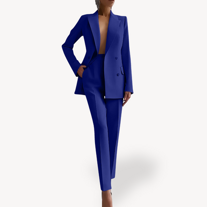 Women’s Elegant Evening Set – Double Breasted Blazer and Tapered Pants