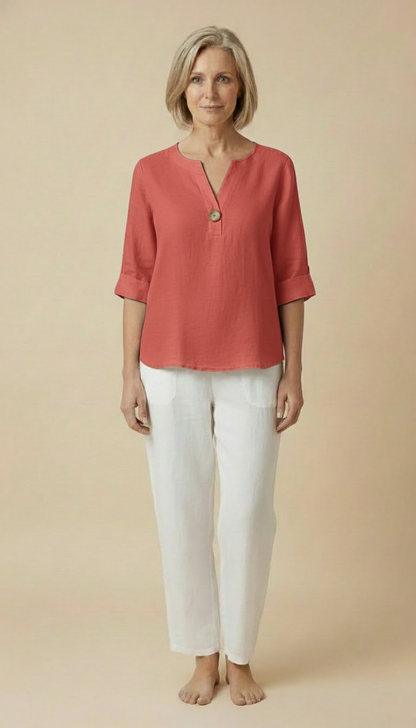 Neravelle | Women’s V-Neck Button-Detail Summer Top