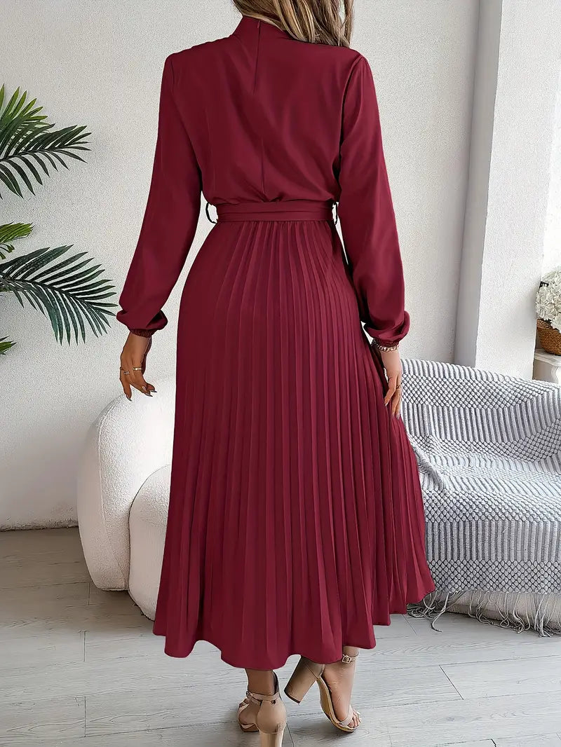 Elyria | Long Sleeve Pleated Midi Dress