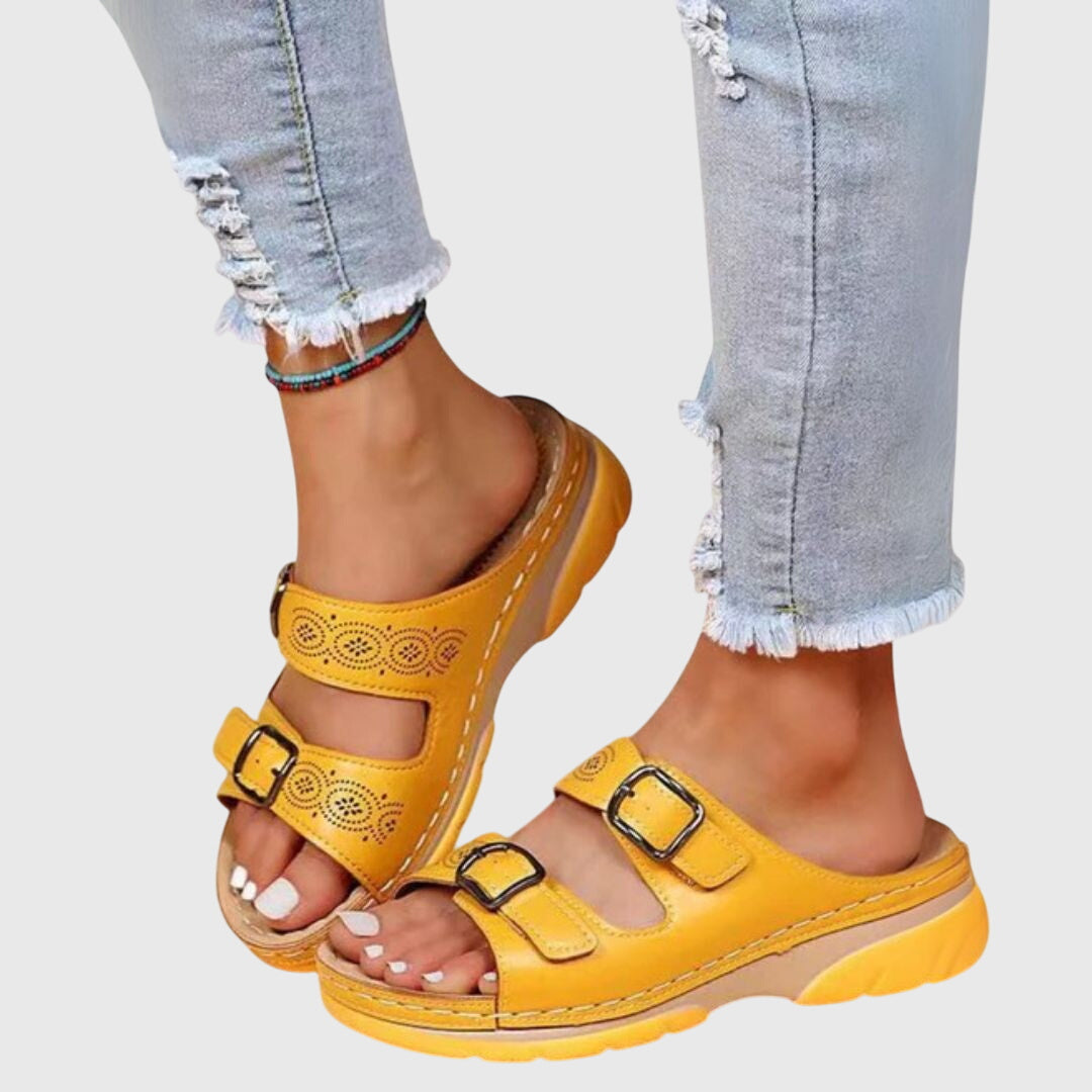Elena | Supportive Orthopedic Slide Sandals with Buckle Straps