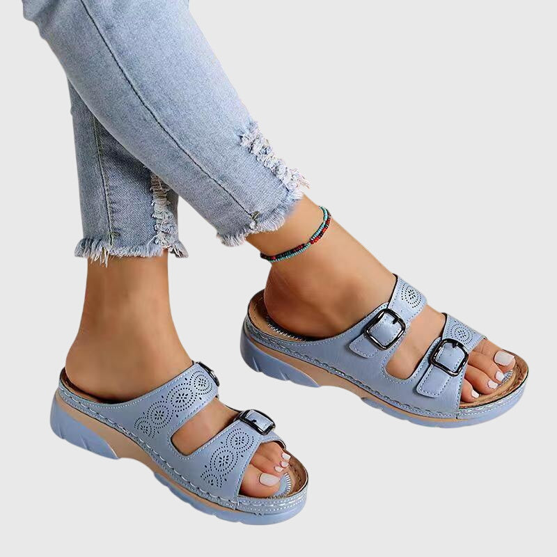 Elena | Supportive Orthopedic Slide Sandals with Buckle Straps