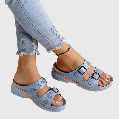 Elena | Supportive Orthopedic Slide Sandals with Buckle Straps