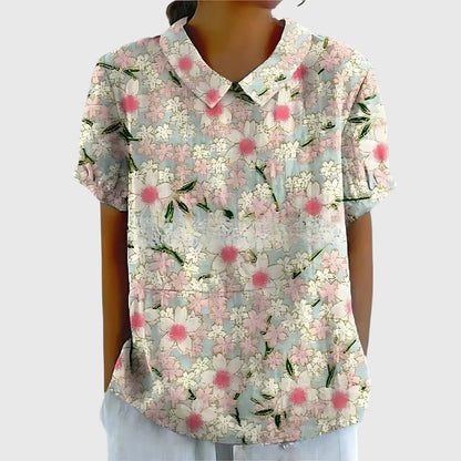 Elowenra | Floral Print Collar Blouse