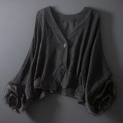 Avery | Relaxed V-Neck Summer Button Top