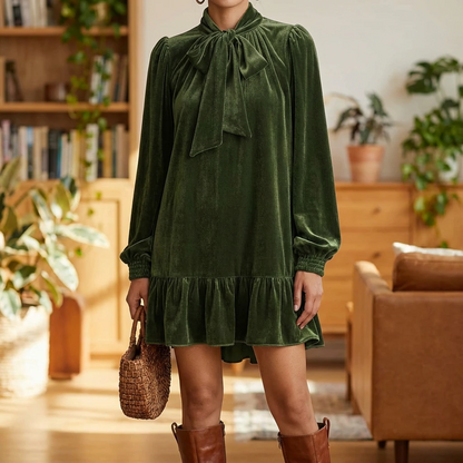 Neta | Women’s Bow Tie Velvet Mini Dress