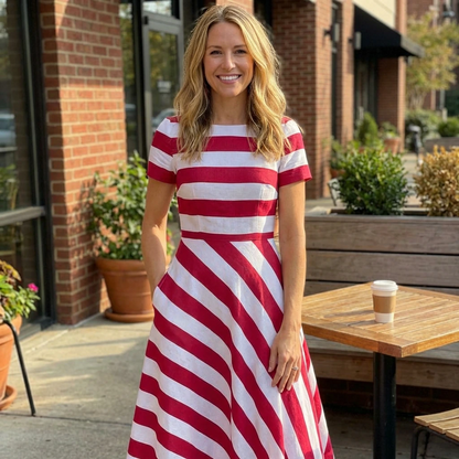 Elowen | Women’s Striped Casual Midi Dress