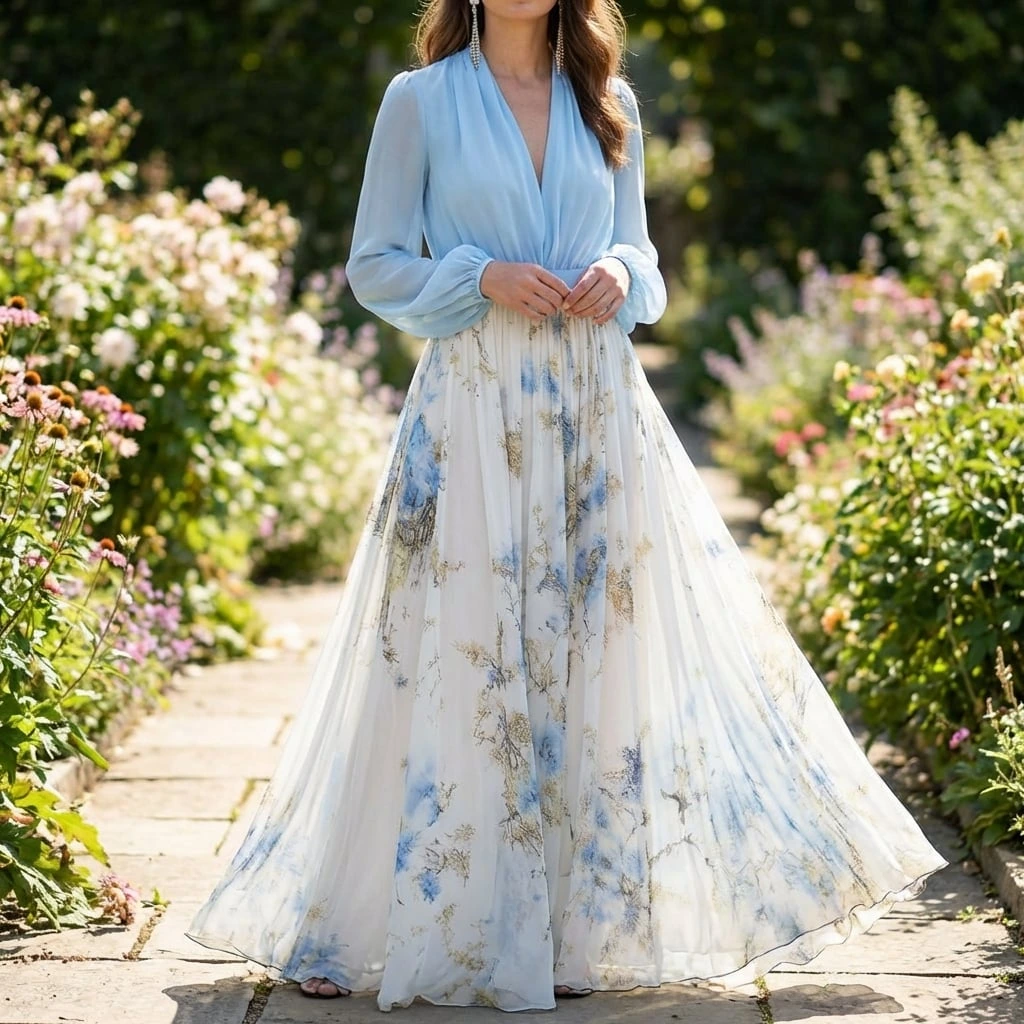 Elise | Floral Print Flowing Maxi Dress