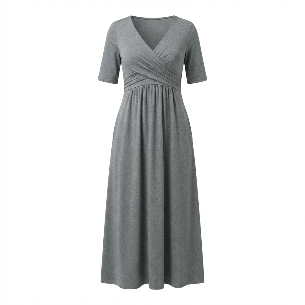Wrap Bodice Midi Dress