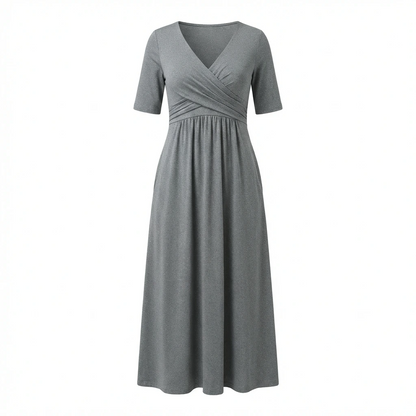 Wrap Bodice Midi Dress