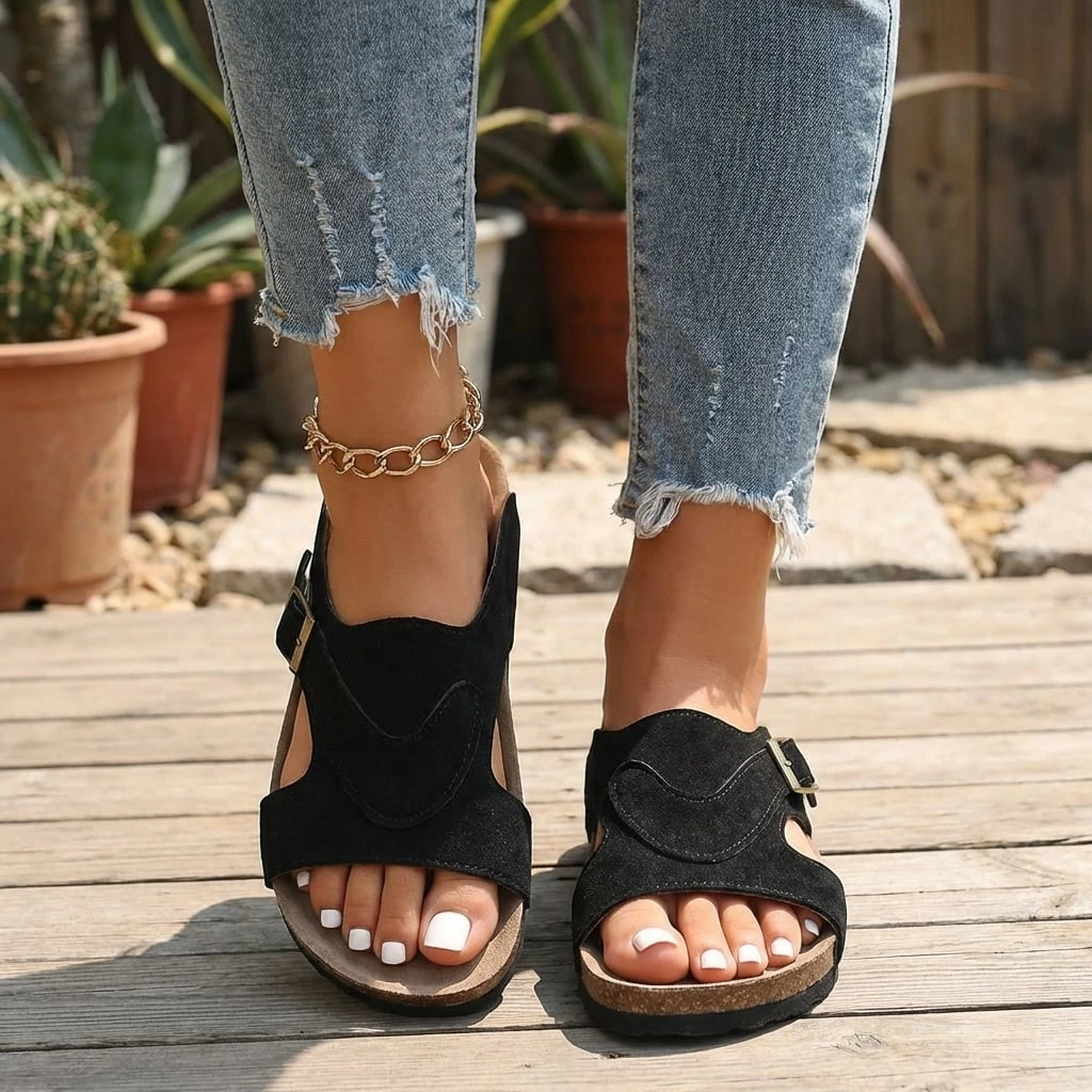 Casey | Supportive Summer Slide Sandals with Buckle Strap
