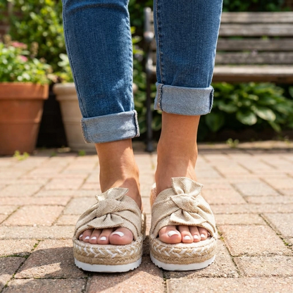 Brisavelle | Women’s Platform Slides with Bow Detail