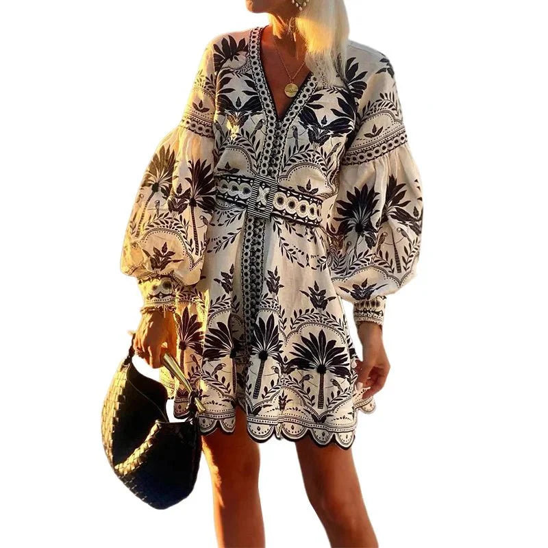 Women’s Printed V-Neck Mini Dress