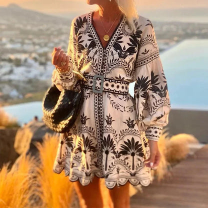 Women’s Printed V-Neck Mini Dress