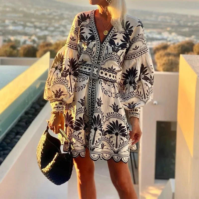 Women’s Printed V-Neck Mini Dress